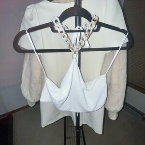 NWT-Discovery White Woven Halter Top